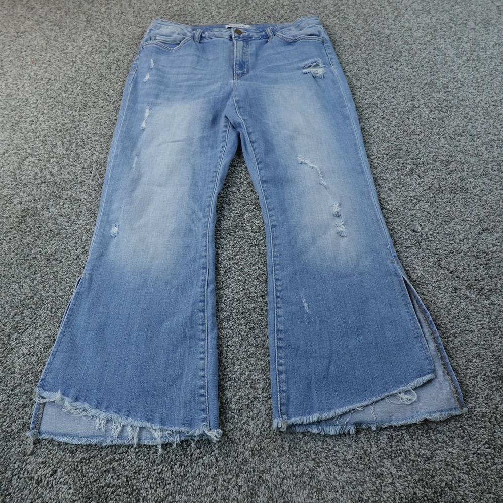 Flying Monkey Jeans Womens 32 Dark Blue Denim High Rise Flare Bell Stretch Boho